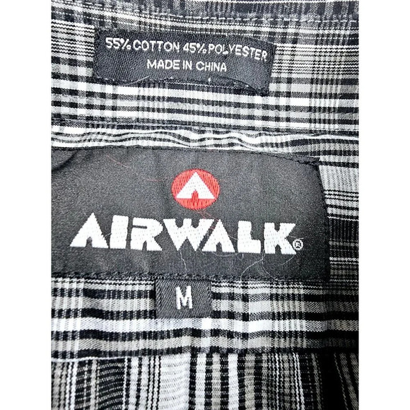 Airwalk Size Medium Men's Gray Check Logo Tag Long Sleeve Dual Pocket Shirt - Picture 4 of 13